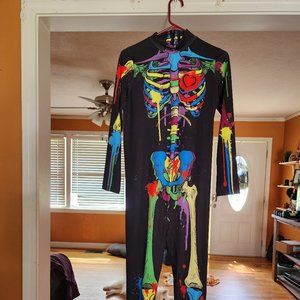 Womens XL Colorful Skeleton One Piece Halloween Costume